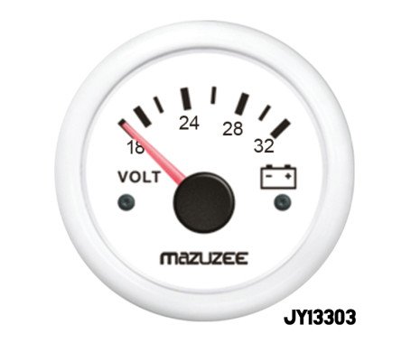 AQUA MARINE - Volt Gauge - 18V - 32V - White